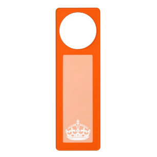KEEP CALM CROWN on Orange Customize it Door Hanger