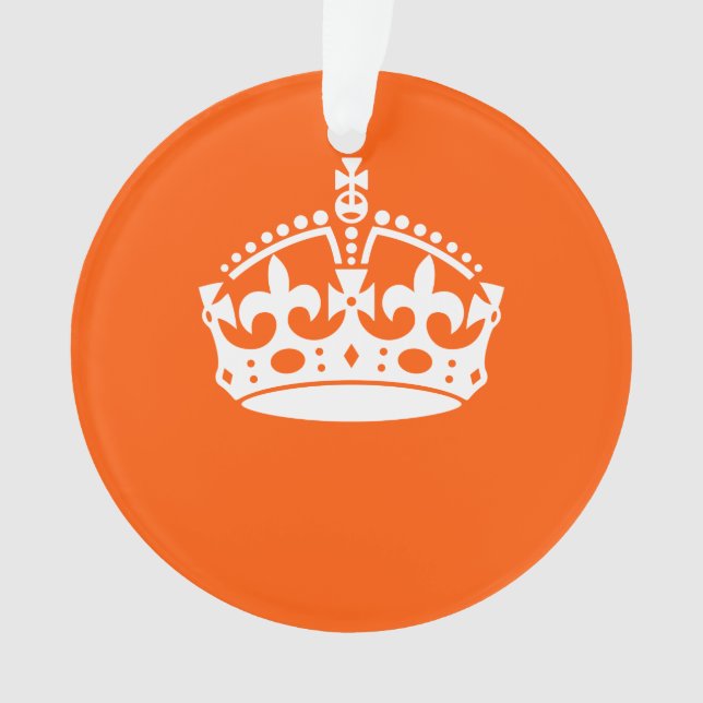 KEEP CALM CROWN on Orange Customize it Ornament (Front)