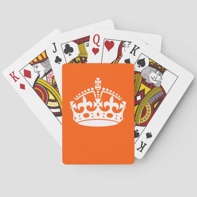 KEEP CALM CROWN on Orange Customize it Poker Cards (Back)