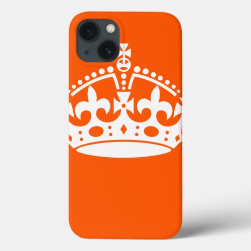 KEEP CALM CROWN on Orange Customize This iPhone 13 Case