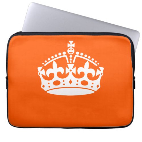 KEEP CALM CROWN on Orange Customize This Laptop Sleeve