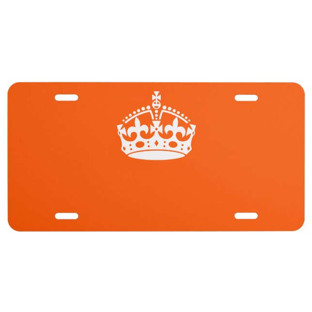 KEEP CALM CROWN on Orange Customize This License Plate (Front)