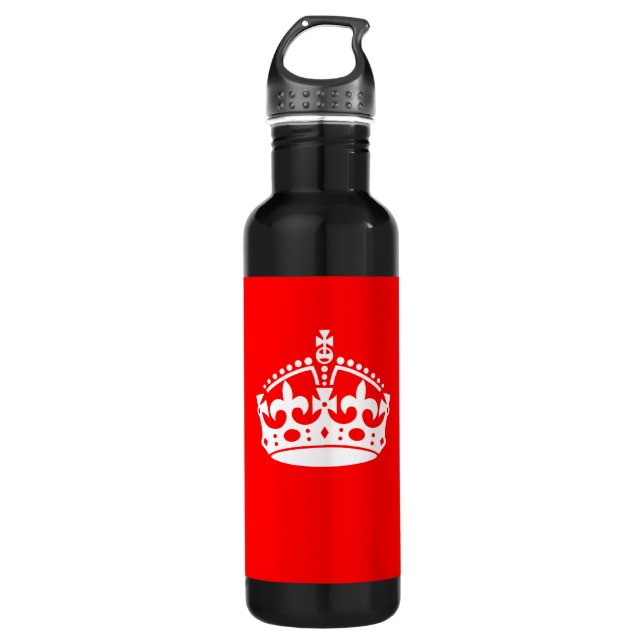 KEEP CALM CROWN on Red Customize This! Water Bottle (Front)
