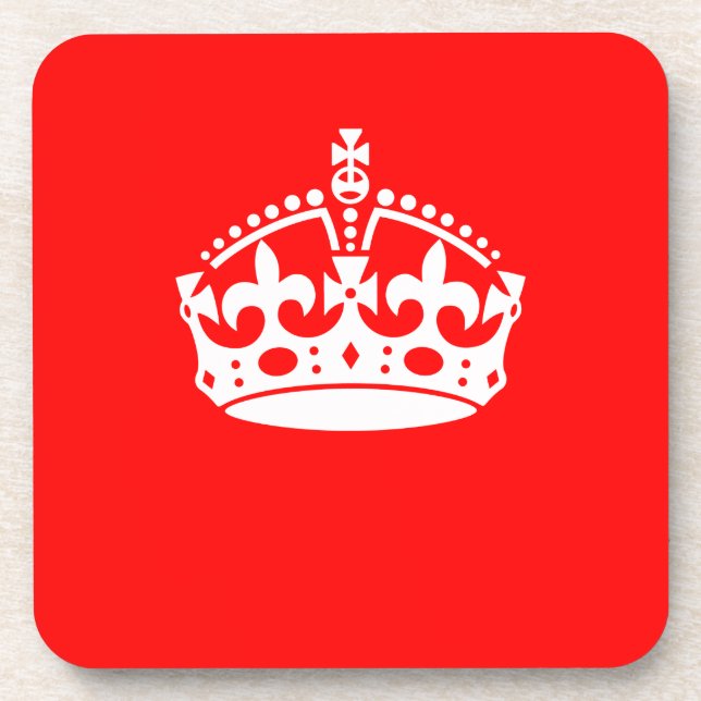 KEEP CALM CROWN on Red Decor Drink Coaster (Front)