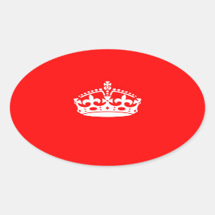 KEEP CALM CROWN on Red Decor Oval Sticker