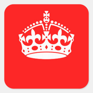 KEEP CALM CROWN on Red Decor Square Sticker