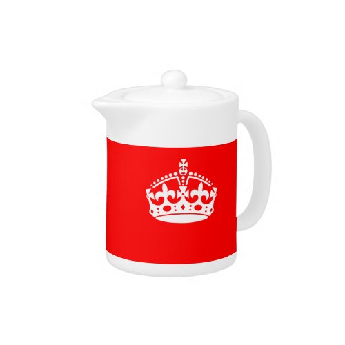 KEEP CALM CROWN on Red Decor Teapot