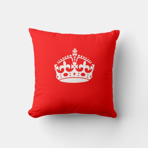 KEEP CALM CROWN on Red Decor Throw Pillow
