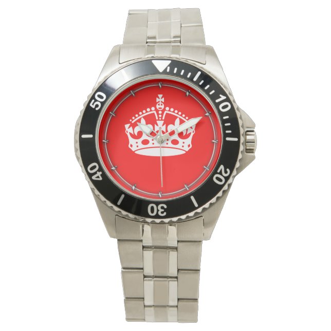 KEEP CALM CROWN on Red Decor Watch (Front)