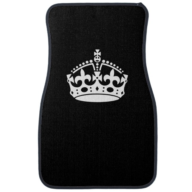 Keep Calm Crown on Solid Black Car Mat (Front)