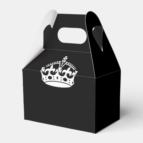 Keep Calm Crown on Solid Black Favor Boxes