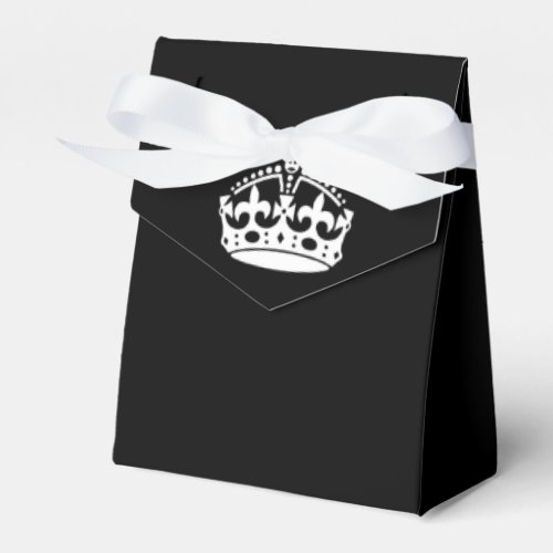 Keep Calm Crown on Solid Black Favor Boxes