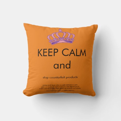 Keep Calm Crown Promotional Copy Text Throw Pillow