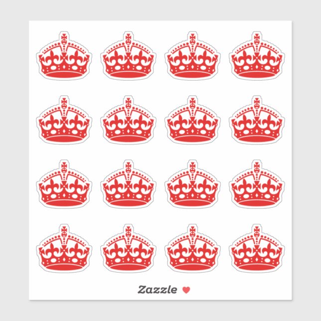 Keep Calm Crown Red Sticker (Sheet)