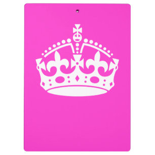 KEEP CALM CROWN Royal Icon on Pink Customize it Clipboard