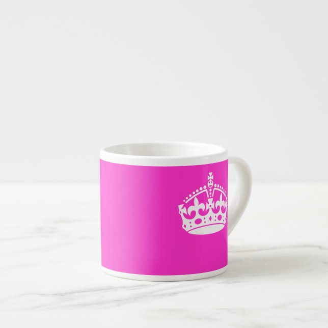 KEEP CALM CROWN Royal Icon on Pink Customize it Espresso Cup (Front Right)