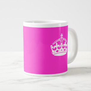 KEEP CALM CROWN Royal Icon on Pink Customize it Large Coffee Mug
