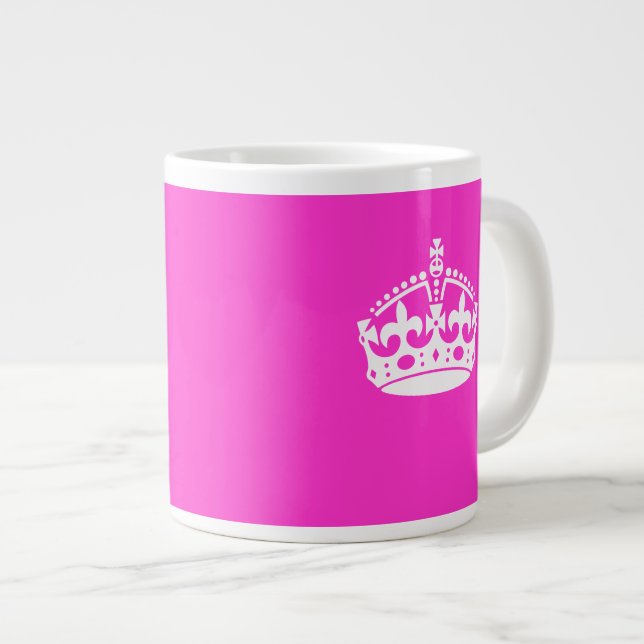 KEEP CALM CROWN Royal Icon on Pink Customize it Large Coffee Mug (Front Right)