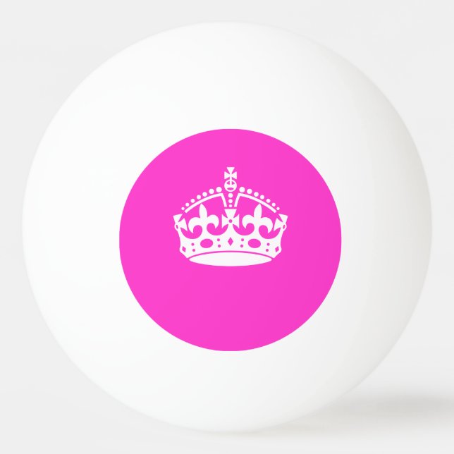 KEEP CALM CROWN Royal Icon on Pink Customize it Ping-Pong Ball (Front)