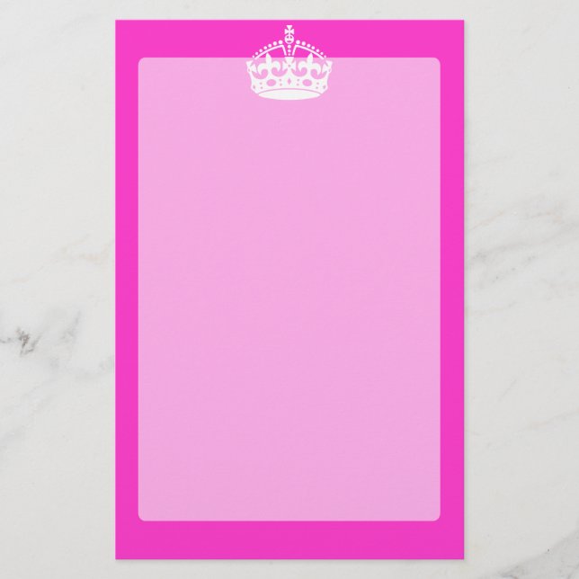 KEEP CALM CROWN Royal Icon on Pink Customize it Stationery (Front)