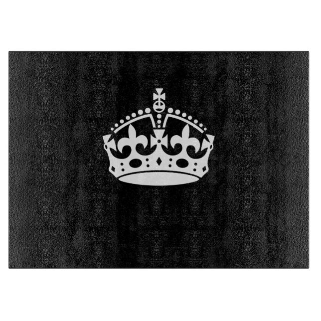 KEEP CALM CROWN Symbol on Black Cutting Board (Front)