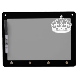 KEEP CALM CROWN Symbol on Black Dry Erase Board With Keychain Holder
