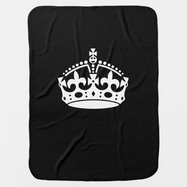 KEEP CALM CROWN Symbol on Black Stroller Blanket (Front)