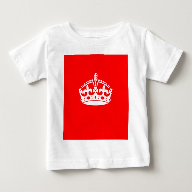 KEEP CALM CROWN Symbol on Fire Red Customize it Baby T-Shirt (Front)