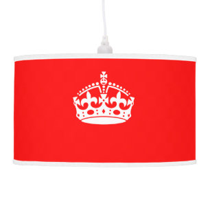 KEEP CALM CROWN Symbol on Fire Red Customize it Hanging Lamp