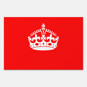 KEEP CALM CROWN Symbol on Fire Red Customize it Yard Sign