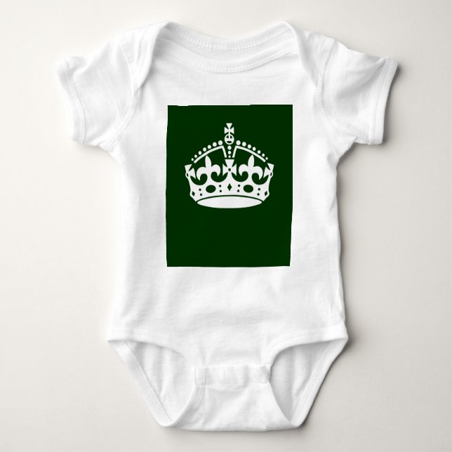 KEEP CALM CROWN Symbol on Green Decor Baby Bodysuit (Front)