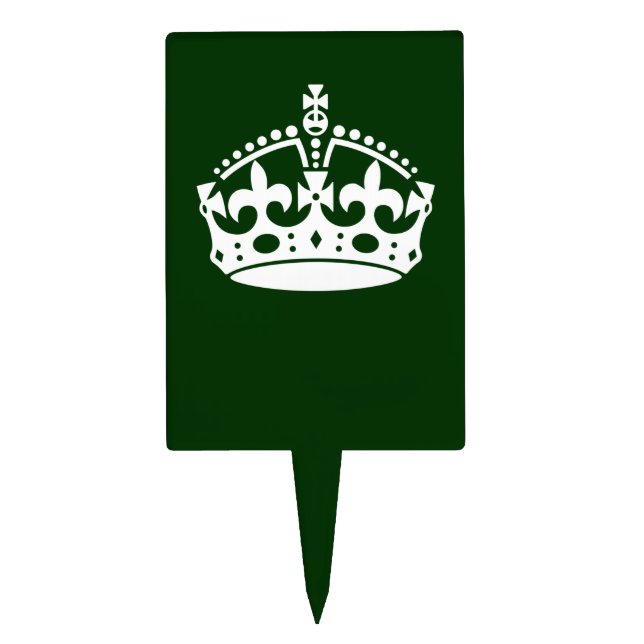 KEEP CALM CROWN Symbol on Green Decor Cake Topper (Front)