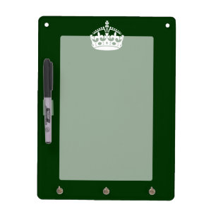 KEEP CALM CROWN Symbol on Green Decor Dry Erase Board