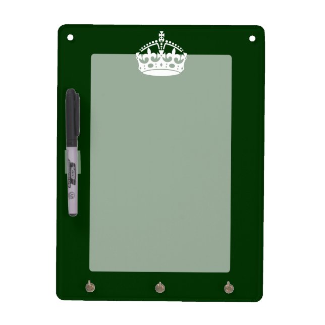 KEEP CALM CROWN Symbol on Green Decor Dry Erase Board (Front)