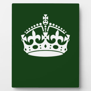 KEEP CALM CROWN Symbol on Green Decor Plaque