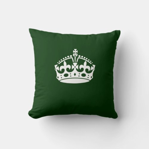 KEEP CALM CROWN Symbol on Green Decor Throw Pillow