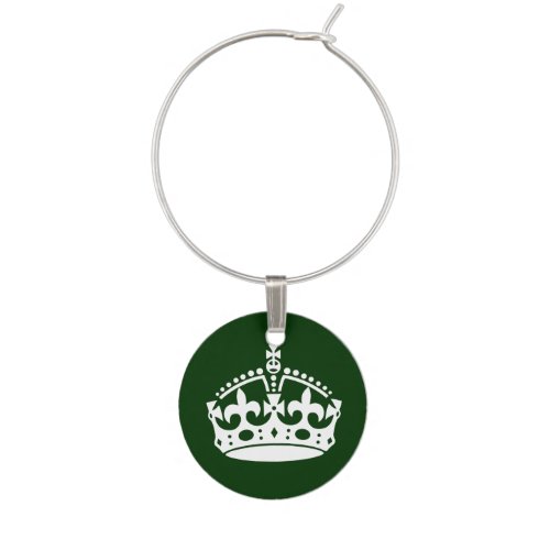 KEEP CALM CROWN Symbol on Green Decor Wine Charm