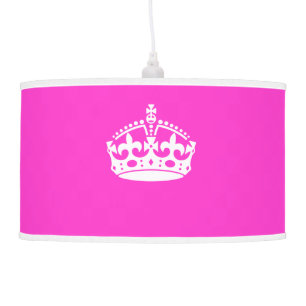 KEEP CALM CROWN Symbol on Hot Pink Decor Hanging Lamp