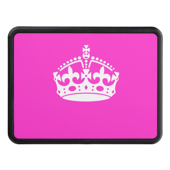 KEEP CALM CROWN Symbol on Hot Pink Decor Hitch Cover (Front)