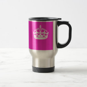 KEEP CALM CROWN Symbol on Hot Pink Decor Travel Mug