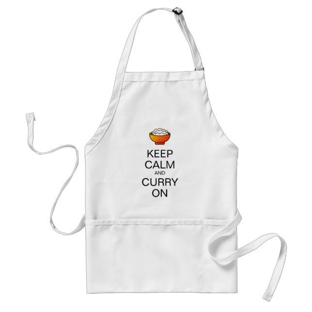 "Keep Calm & Curry On" bowl of rice Adult Apron (Front)