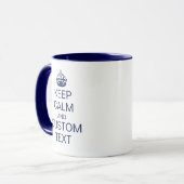 "Keep Calm" & [Custom Text] Crown in navy color Mug (Front Left)