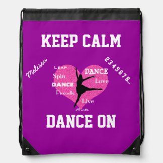 Keep Calm Dance On Drawstring Backpack