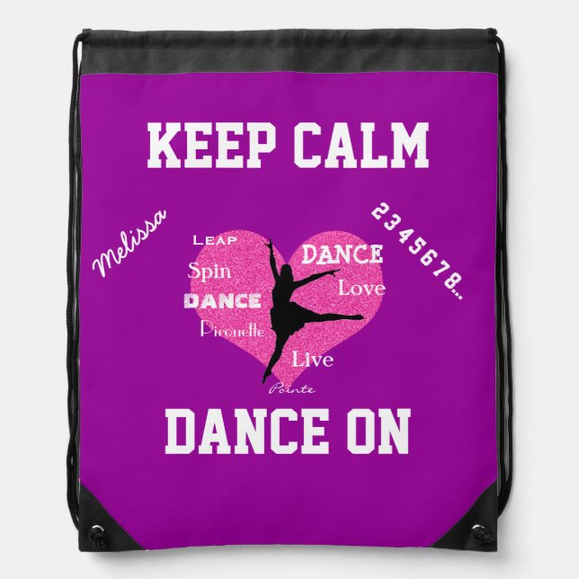 Keep Calm Dance On Drawstring Backpack (Front)
