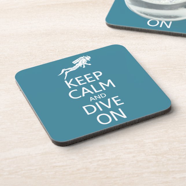 Keep Calm & Dive On custom color coasters (Left Side)