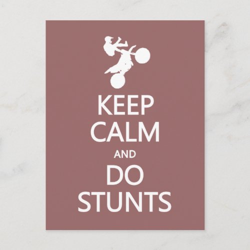 Keep Calm  Do Stunts custom color postcard