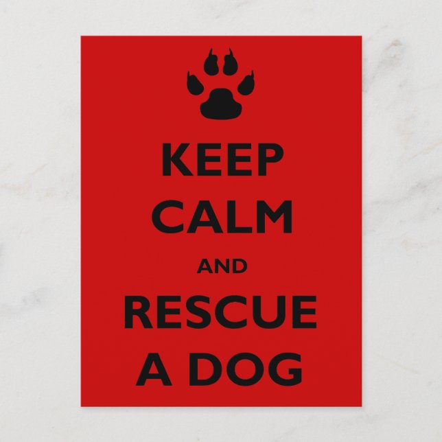 Keep calm dog rescue postcard (Front)