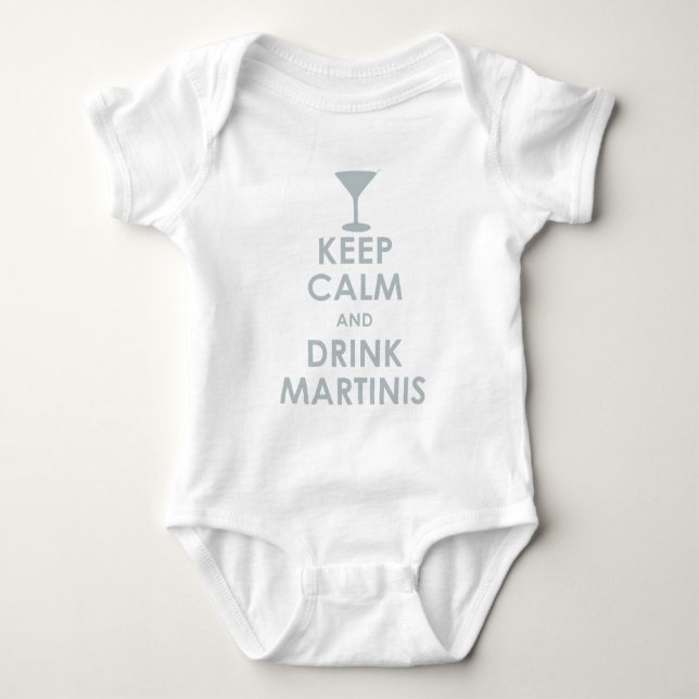 keep calm drink martinis baby bodysuit (Front)