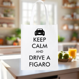 Keep Calm Drive a Figaro Car Reusable Grocery Bag