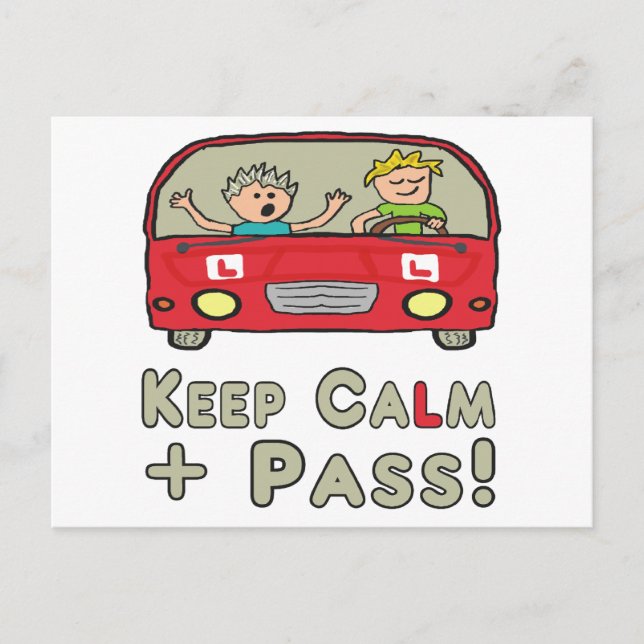 Keep Calm Driving Test Postcard (Front)
